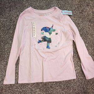 NEW Cat & Jack Pink Long Sleeve T-Shirt Sequin Design XL 14 Skating Unicorn